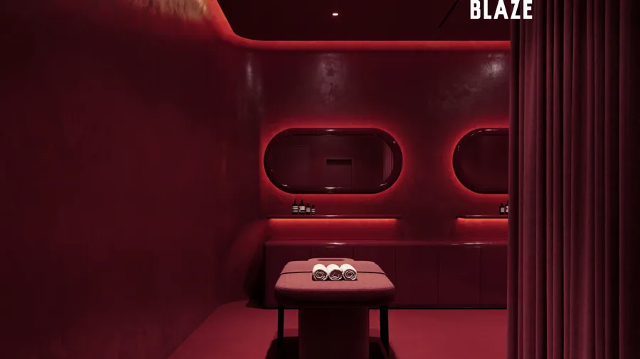 Red spa treatment room
