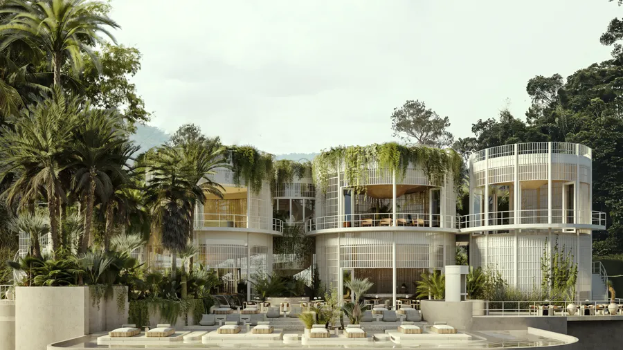 Pool and social building